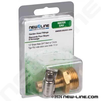 5/8" BRASS MALE GHT STEM W/CLAMP