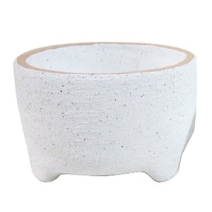 6" WHITE SAND CERAMIC FOOTED PLANTER