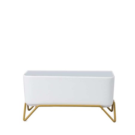 CERAMIC REC PLANTER GOLD BASE