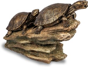 DOUBLE TURTLE ON LOG SPITTER