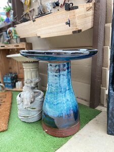 GLAZED-46CM BIRDBATH GALAXY BLUE