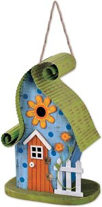 GREEN AND BLUE BIRDHOUSE