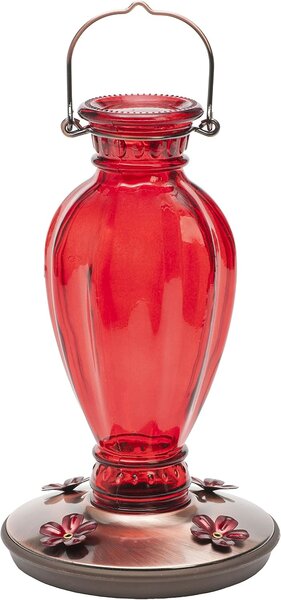 HUMMINGBIRD FEEDER - RED GLASS 18OZ