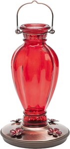 HUMMINGBIRD FEEDER - RED GLASS 18OZ