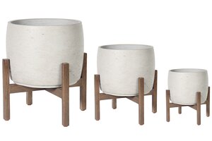 PLANTER W/ WOOD LEGS CIRCLE MED