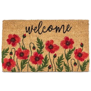 RED POPPIES WELCOME DOORMAT