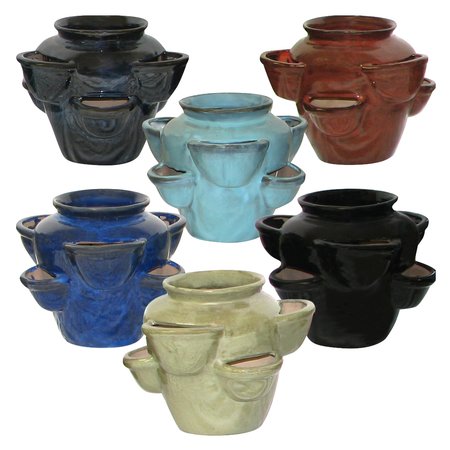 STRAWBERRY POT CERAMIC - AQUA BLUE